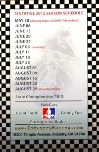 Industry Racing - 2012 Schedule