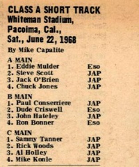 Whiteman Stadium Speedway September 14, 1968