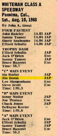 Whiteman Stadium Speedway September 14, 1968