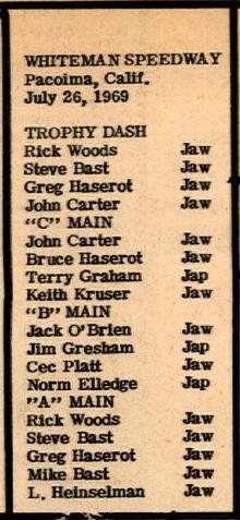 1969 Whiteman Stadium Speedway
