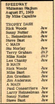 1969 Whiteman Stadium Speedway